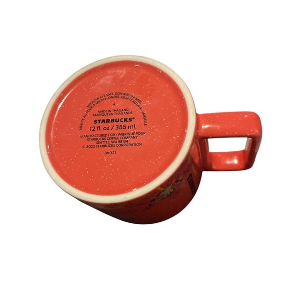 STARBUCKS Mug Cup Floral 12 oz Lillies Pinkish Coral Colour Coffee Tea - Picture 3 of 4